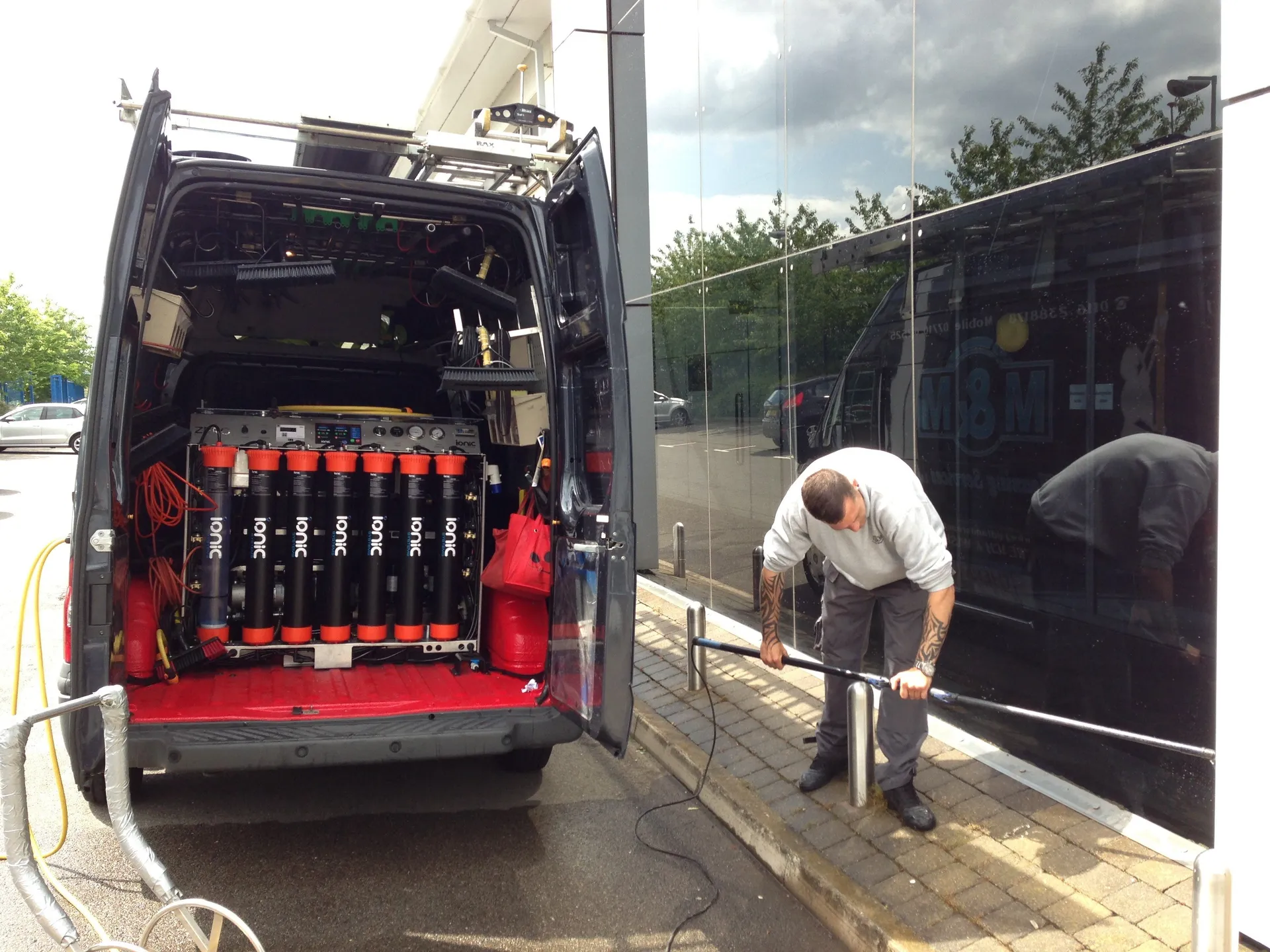 Ionic system in the back on van for cleaning windows